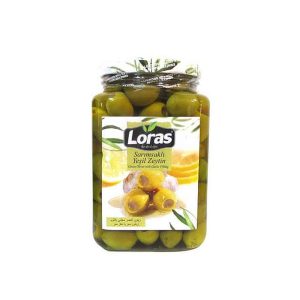 زیتون سبز با مغز لیمو لوراس وزن 900 گرم