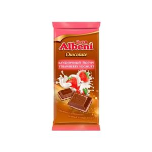 شکلات آلبنی توت فرنگی و ماست وزن 85 گرم