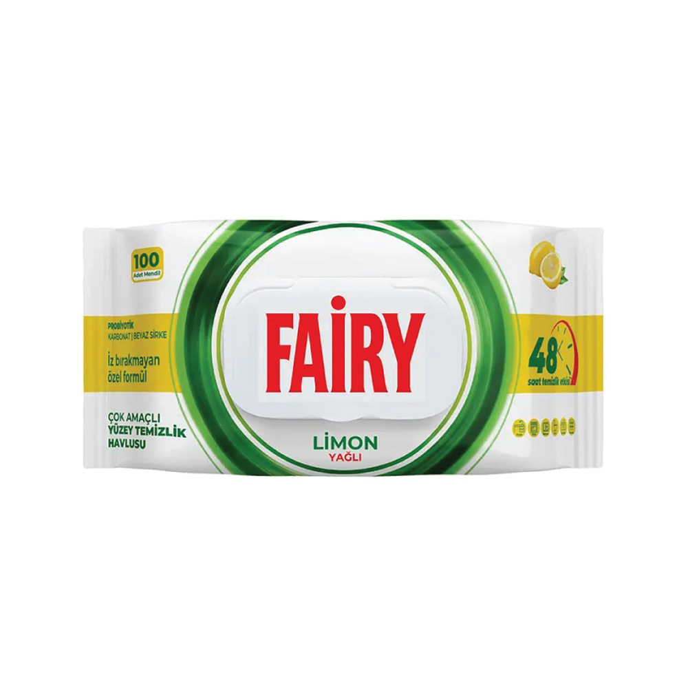 8681554633139 دستمال مرطوب چند منظوره فیری رایحه لیمو بسته 100 عددی